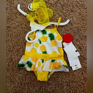 Baby girls pineapple swimsuit w/sandals